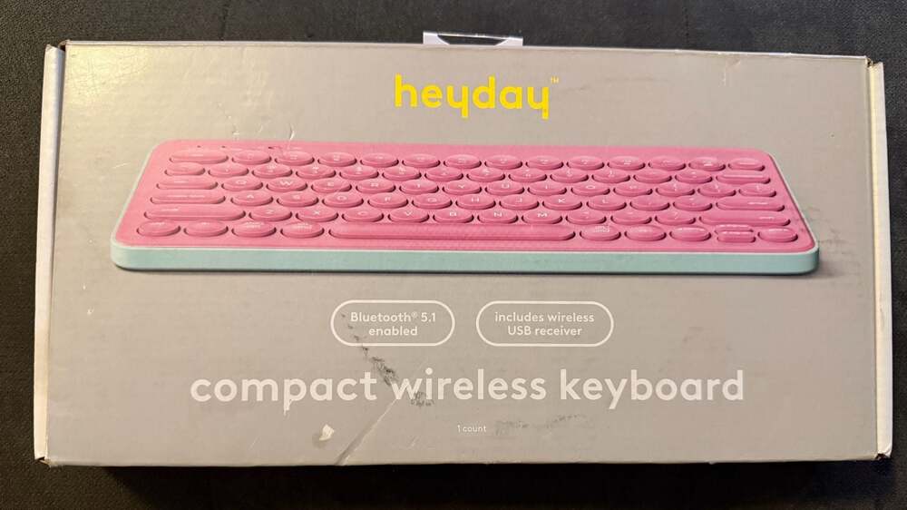 heyday Compact Wireless Keyboard Bluetooth 5.1 USB Receiver - Candy Pink